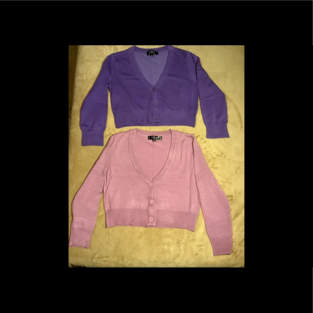 Max Sweaters, Set of 2, Purple & Violet Shrug Sweaters